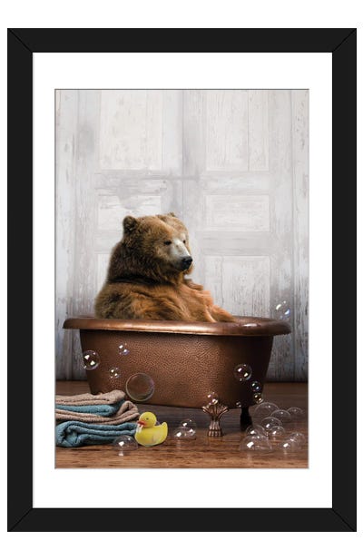 Bear In The Tub Framed Art Print