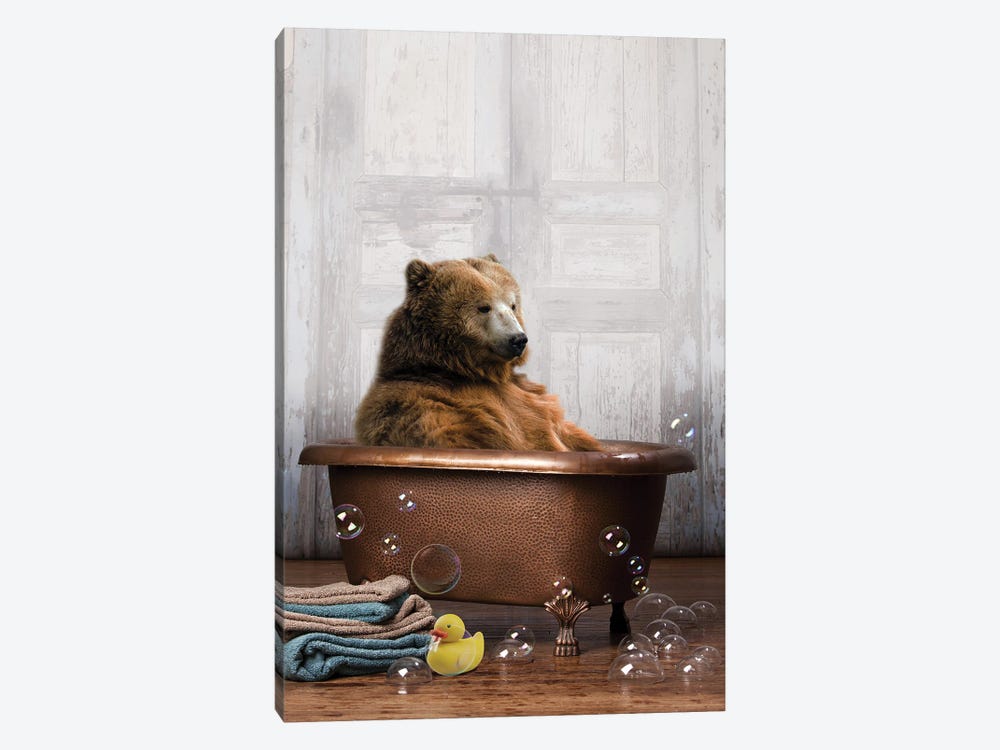 Bear In The Tub 1-piece Canvas Art Print