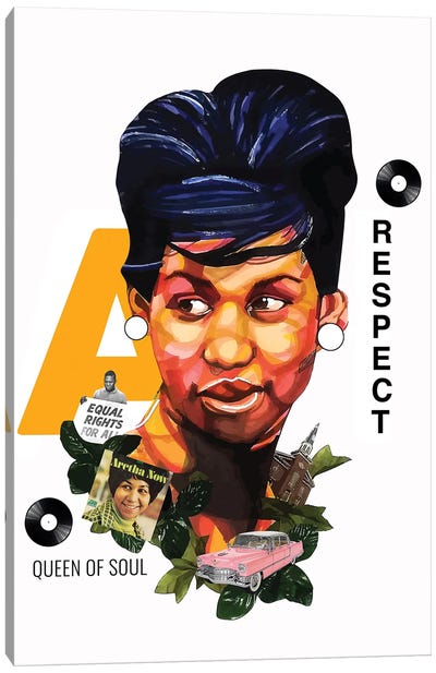 Aretha Franklin Canvas Art Print - Human & Civil Rights Art