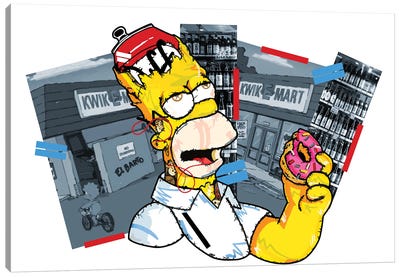 Homer Simpson Canvas Art Print - Donut Art