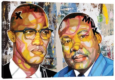 Malcolm X Martin Canvas Art Print - Martin Luther King Jr.
