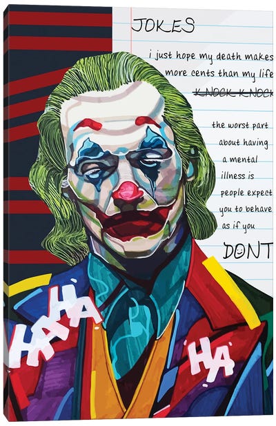 Joker Canvas Art Print - Comic Book Character Art