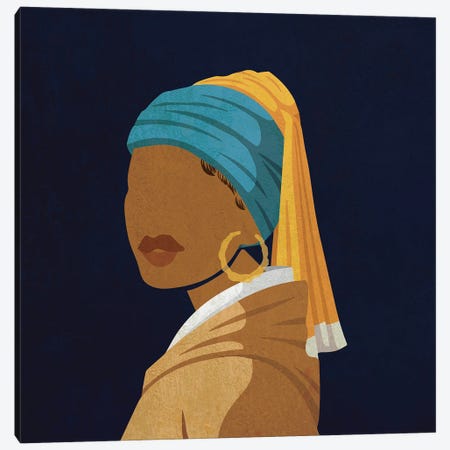 Girl With A Bamboo Earring Canvas Print #DMQ72} by Domonique Brown Canvas Wall Art