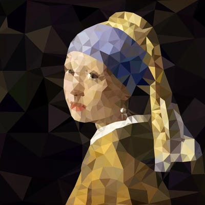 Girl With Pearl Earring Derezzed by 5by5collective art print