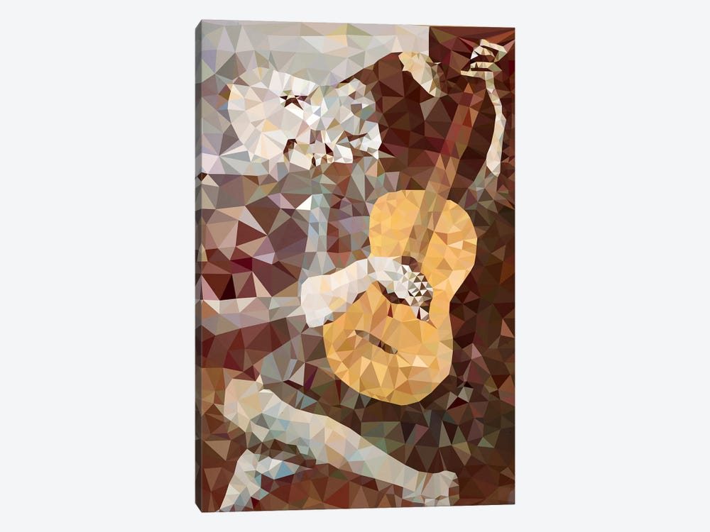 Old Guitarist Derezzed by 5by5collective 1-piece Canvas Artwork