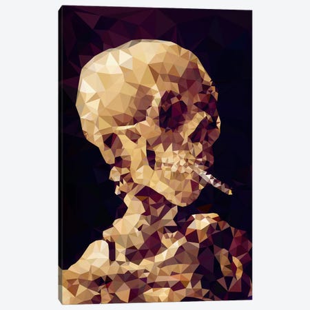 Smoking Skull Derezzed Canvas Print #DMS11} by 5by5collective Canvas Artwork