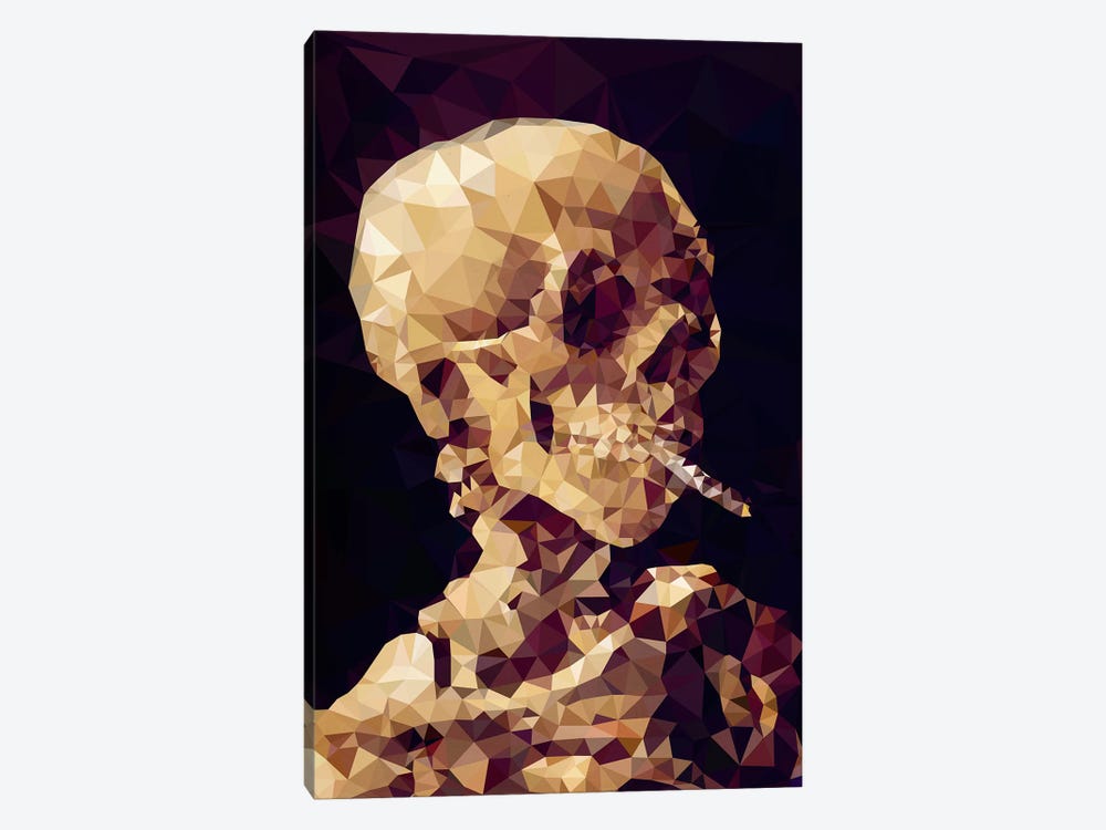 Smoking Skull Derezzed by 5by5collective 1-piece Canvas Art Print