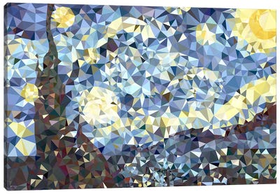 The Starry Night Derezzed Canvas Art Print - Masters Derezzed