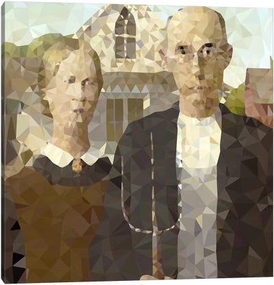 American Gothic Derezzed Canvas Art Print - American Gothic Reimagined