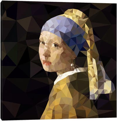 Girl With Pearl Earring Derezzed Canvas Art Print - Masters Derezzed