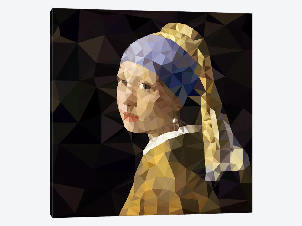 Girl With Pearl Earring Derezzed by 5by5collective 1-piece Canvas Artwork