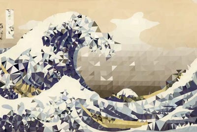 The Great Wave Derezzed by 5by5collective framed canvas print