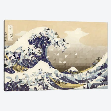 The Great Wave Derezzed Canvas Print #DMS2} by 5by5collective Canvas Art Print