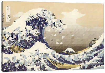 The Great Wave Derezzed Canvas Art Print - Masters Derezzed