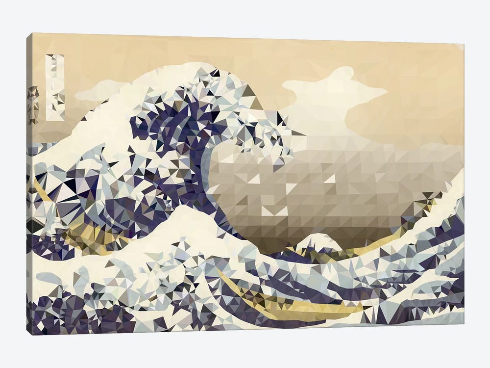 The Great Wave Derezzed by 5by5collective 1-piece Art Print