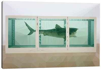 The Physical Impossibility of Death in the Mind of Someone Living Derezzed Canvas Art Print - Great White Sharks