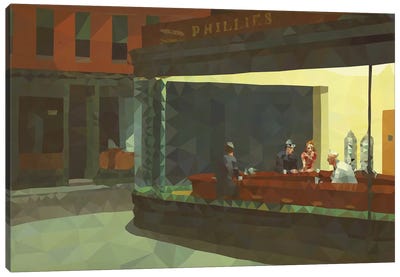 Nighthawks Derezzed Canvas Art Print - 5by5 Collective
