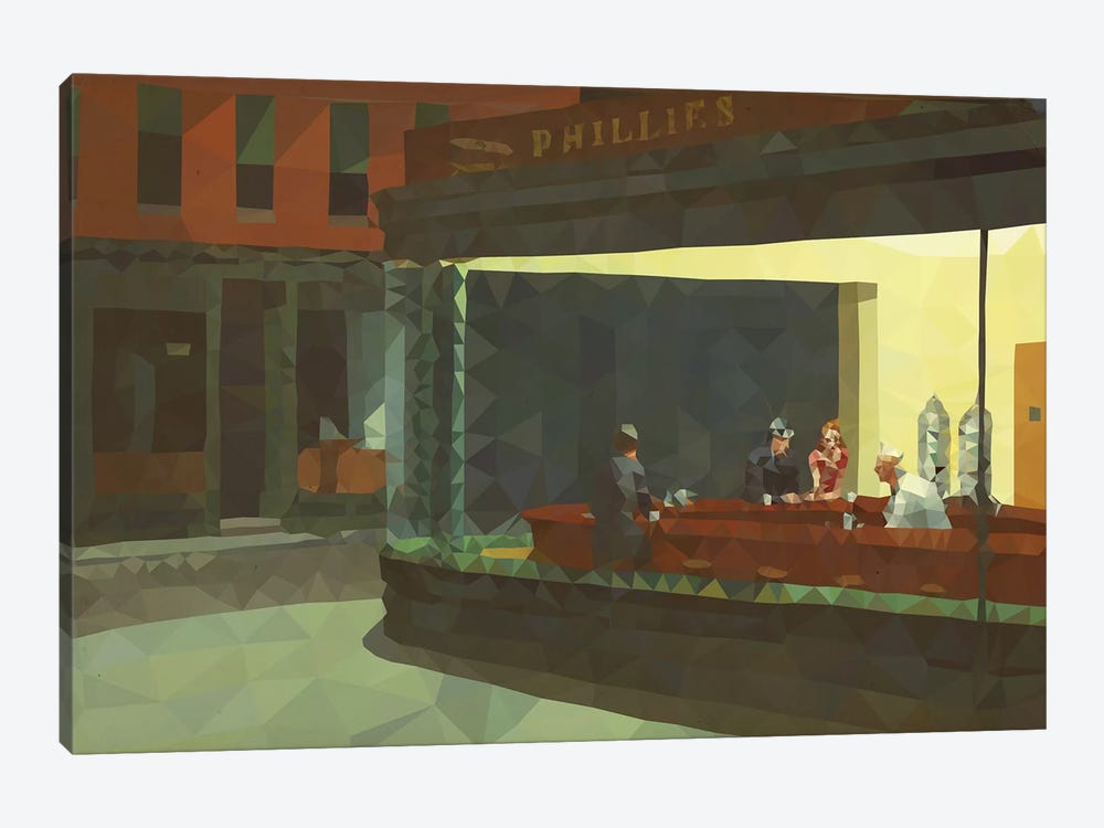 Nighthawks Derezzed by 5by5collective 1-piece Canvas Art