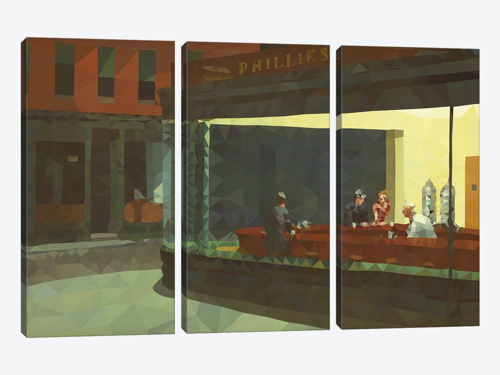 Nighthawks Derezzed by 5by5collective 3-piece Canvas Art
