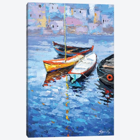 Lonely Boats Canvas Print #DMT101} by Dmitry Spiros Art Print