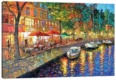 Night Cafe Cityscape Canvas Art Print - Artists Like Van Gogh