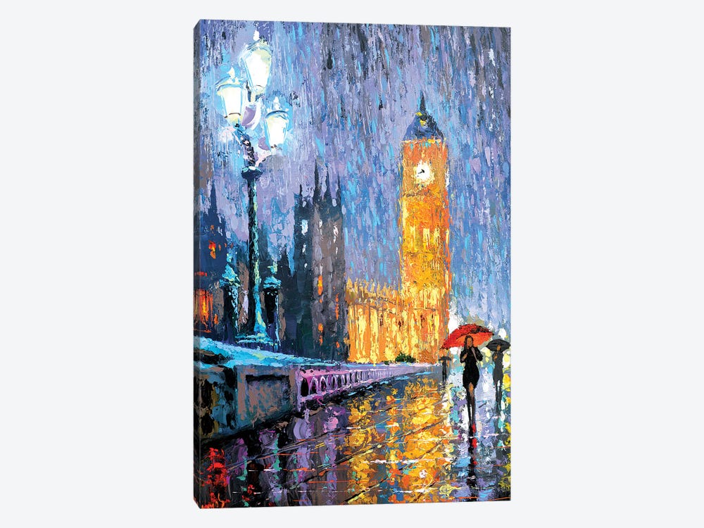 Night London In Rain by Dmitry Spiros 1-piece Canvas Art