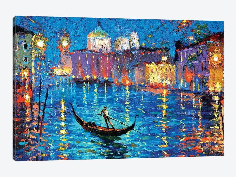 Night On A Venetian Canal by Dmitry Spiros 1-piece Canvas Art Print