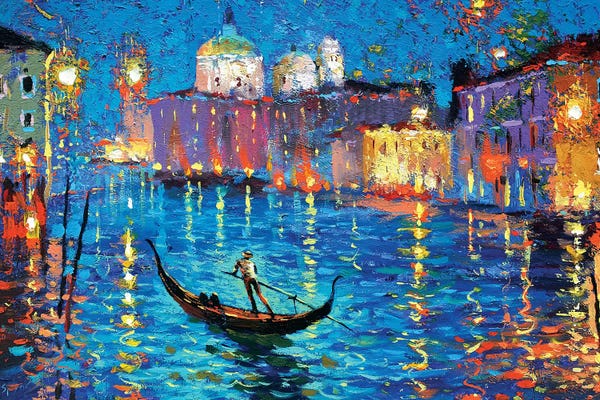Palette Knife Prints: Night On A Venetian Canal by Dmitry Spiros