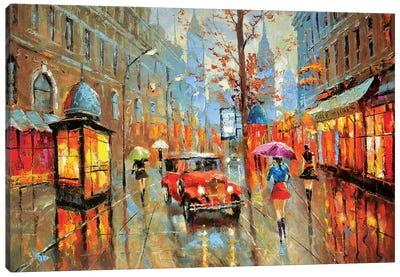 Rainy Boulevard Canvas Art Print - Dmitry Spiros