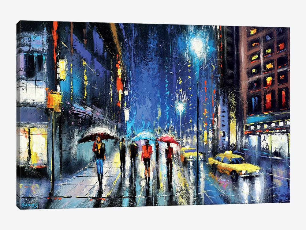 Rainy Night II by Dmitry Spiros 1-piece Canvas Print
