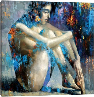 Spanish Girl Canvas Art Print - Blue Nude Collection