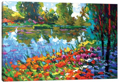 Summer Pond Canvas Art Print - Palette Knife Prints