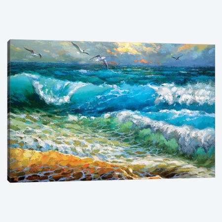 The Brilliance Of The Waves Azure Canvas Print #DMT169} by Dmitry Spiros Art Print