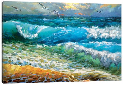 The Brilliance Of The Waves Azure Canvas Art Print - Dmitry Spiros