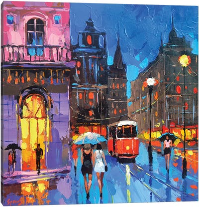 The Smell Of The Night City Canvas Art Print - Dmitry Spiros