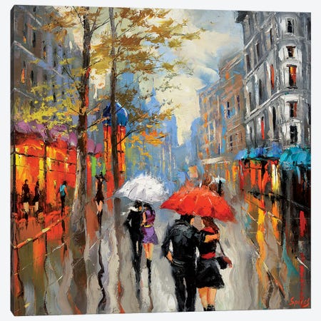 Under The Red Umbrella Canvas Print #DMT177} by Dmitry Spiros Canvas Print