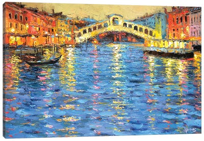 Venice In The Night Canvas Art Print - Dmitry Spiros