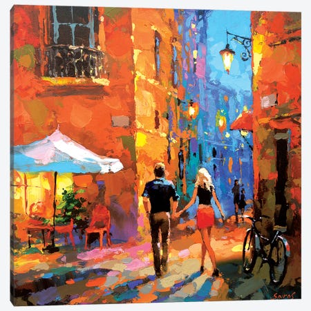 Walking Through The Night Streets Canvas Print #DMT186} by Dmitry Spiros Canvas Wall Art
