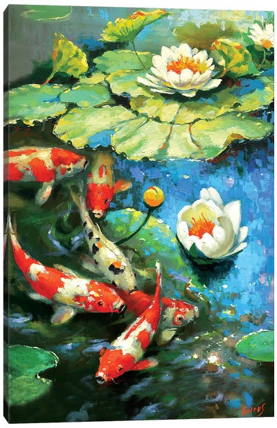Water Lily - Sunny Pond I Canvas Art Print - Dmitry Spiros