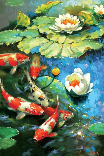 Koi: Water Lily - Sunny Pond I by Dmitry Spiros