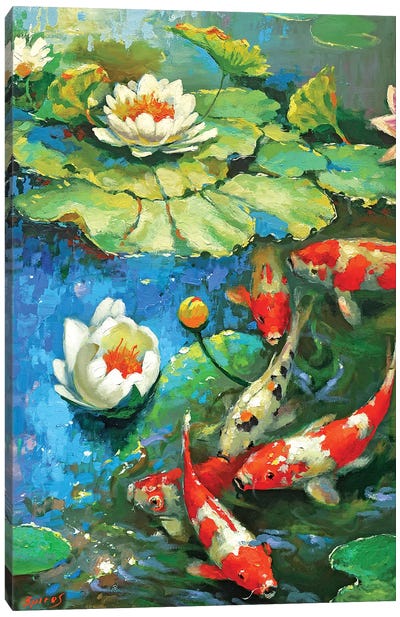 Water Lily - Sunny Pond II Canvas Art Print - Dmitry Spiros