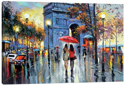 We Met In Paris Canvas Art Print - Rain Art