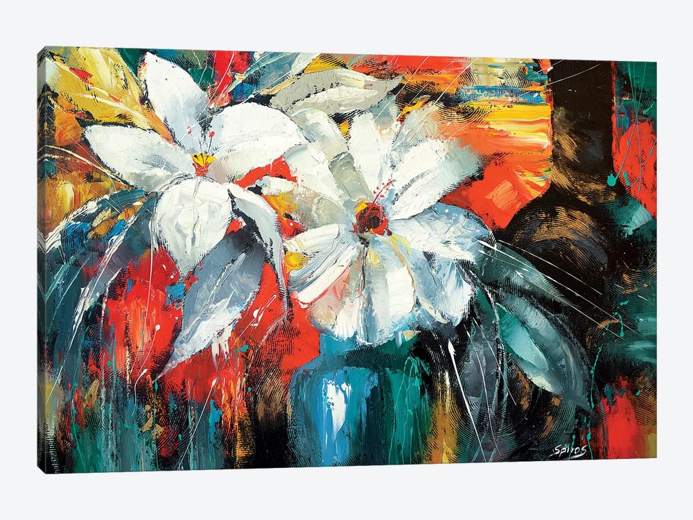 White Flowers by Dmitry Spiros 1-piece Canvas Artwork