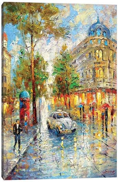 White Taxi Canvas Art Print - Dmitry Spiros