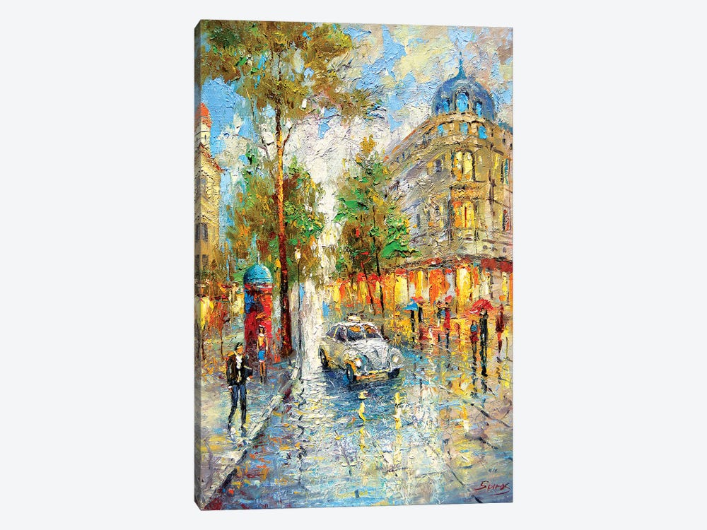 White Taxi by Dmitry Spiros 1-piece Canvas Wall Art