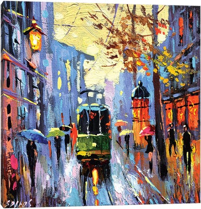 A Lonely Tram Canvas Art Print - Dmitry Spiros