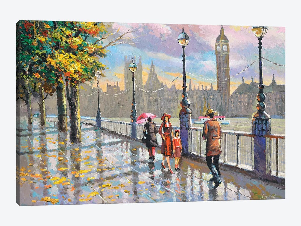 London Rainy by Dmitry Spiros 1-piece Canvas Wall Art