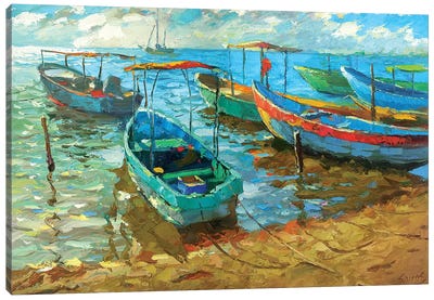 Fishing Boats Afternoon Canvas Art Print - Rowboat Art