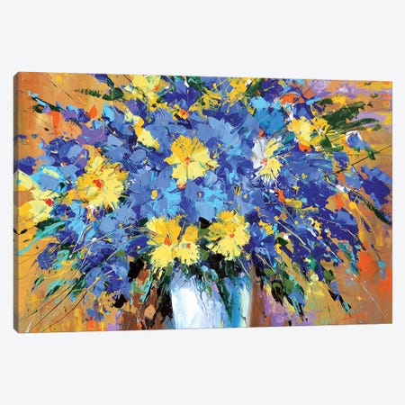Blue Flowers Canvas Print #DMT21} by Dmitry Spiros Canvas Artwork