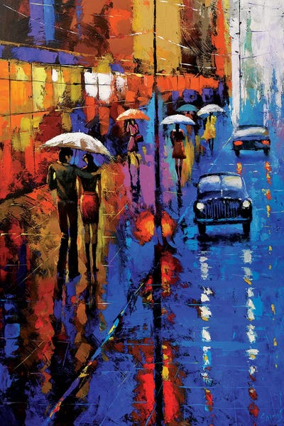 Rain: Blue Taxi by Dmitry Spiros